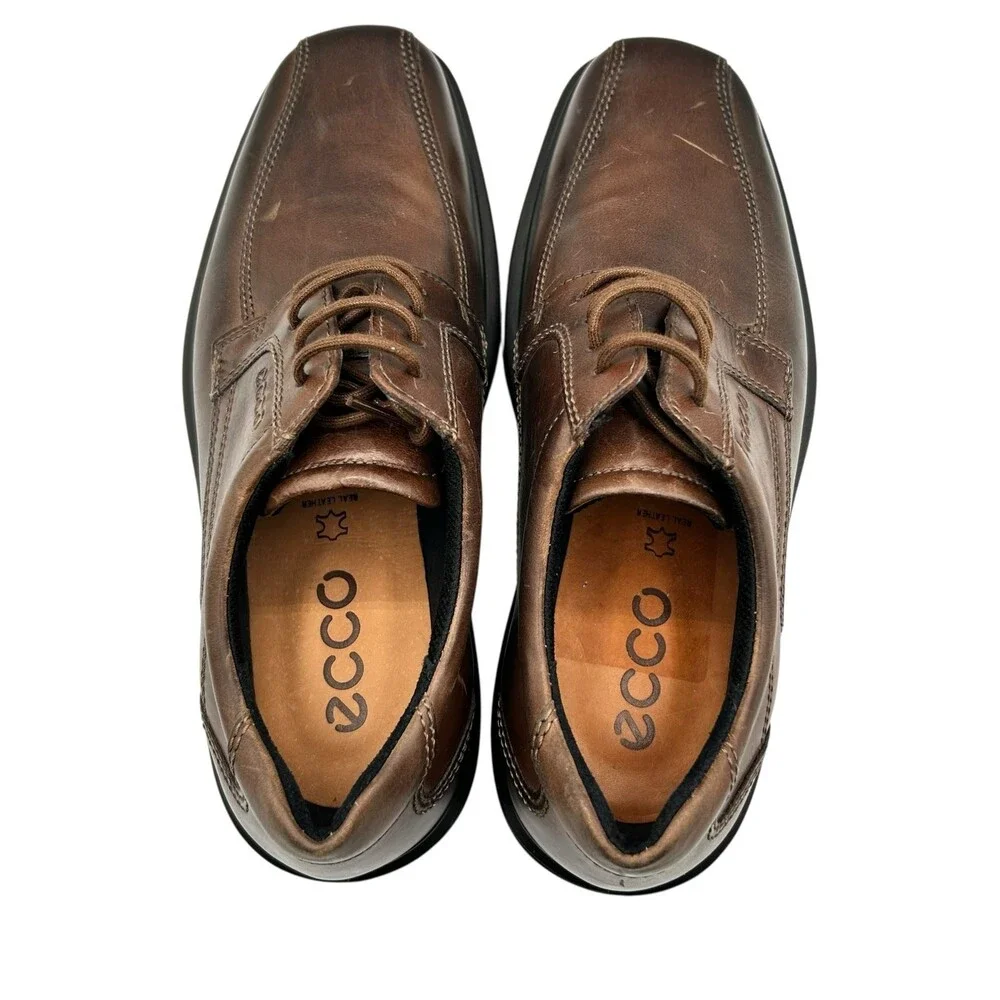 ECCO Men Brown Leather Derby Square Toe Lace Up Dress Shoes Comfort Size 40 US 6